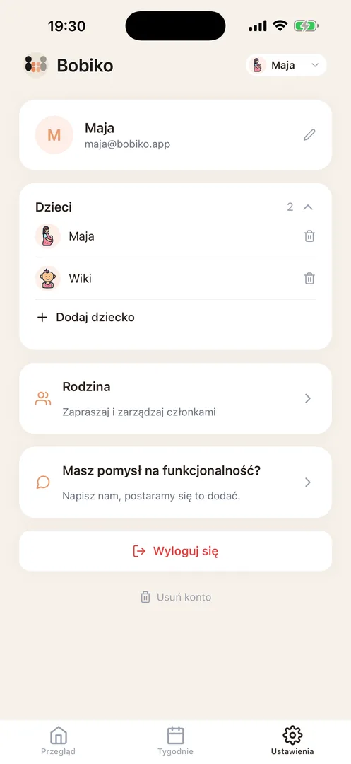 Rodzina i ustawienia